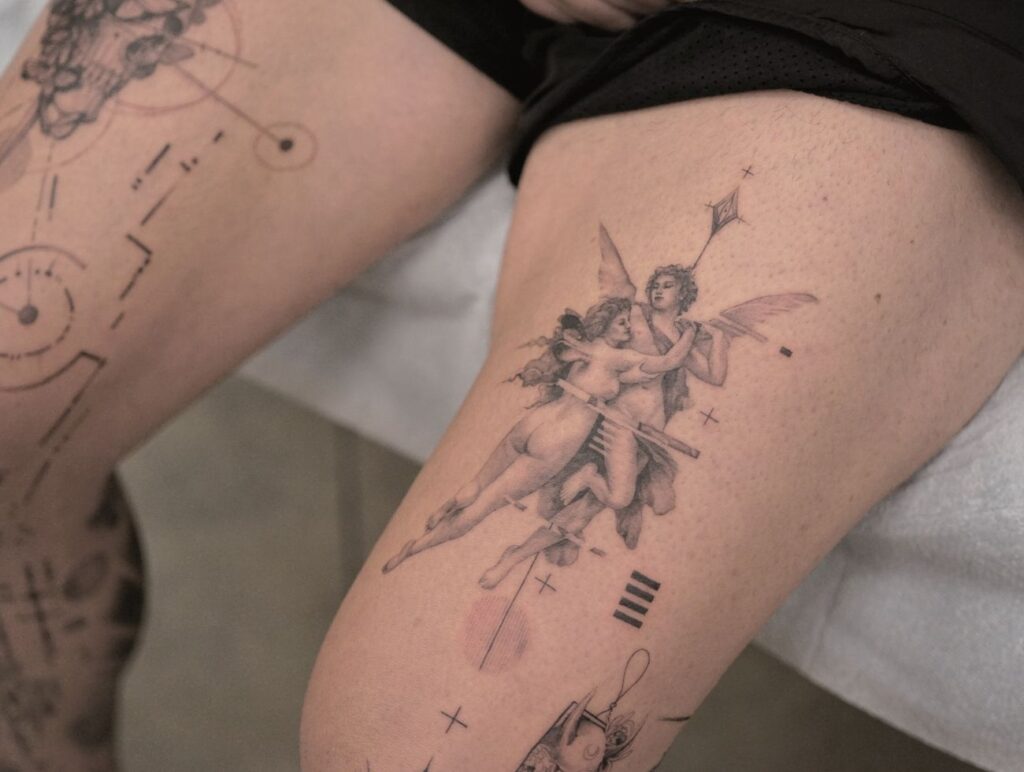 Tattoo von Trudy Lines: Ein Fine-Line-Engel