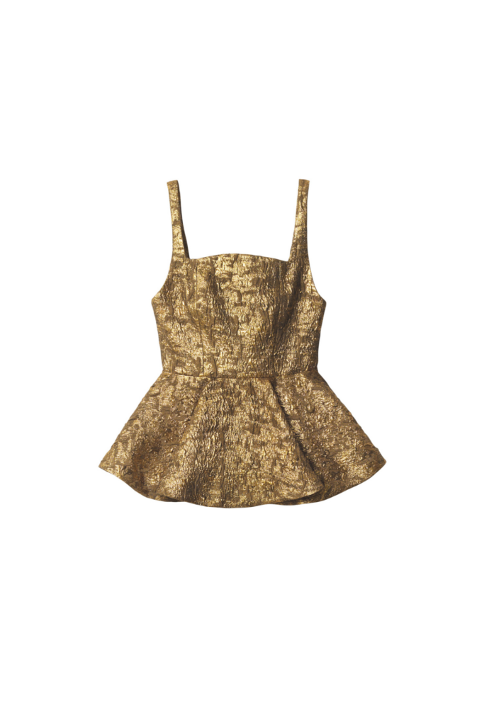 Glitzer Outfit: Gold Brokattop von & Other stories