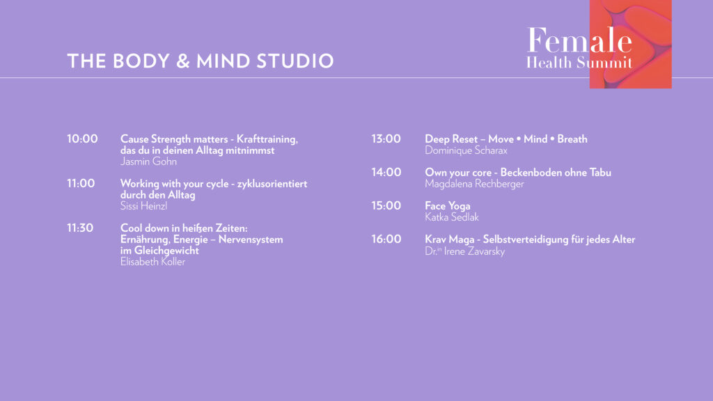 Programm Body & Mind Studio Female Health Summit 2026